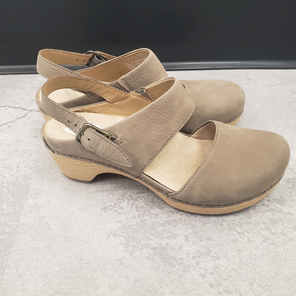 Dansko Taupe Milled Nubuck Mary Jane Comfortable Clogs, 39